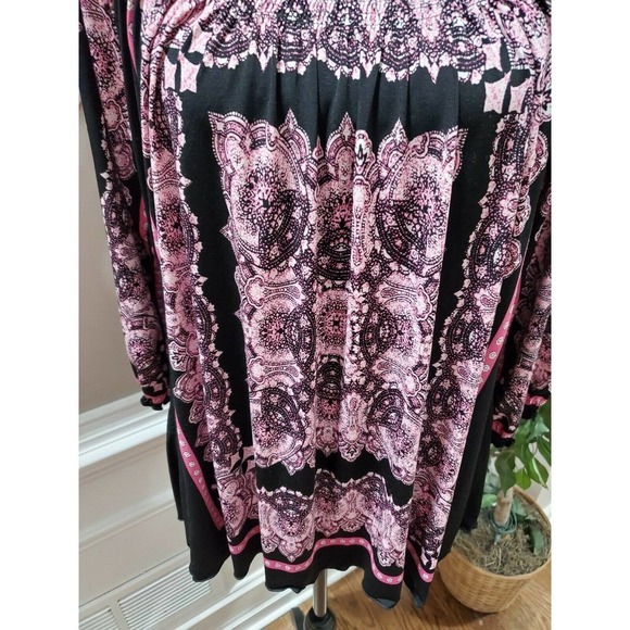 Madison Women's Multicolor Polyester Scoop Neck Long Sleeve Casual Shirt Size L - Picture 4 of 10